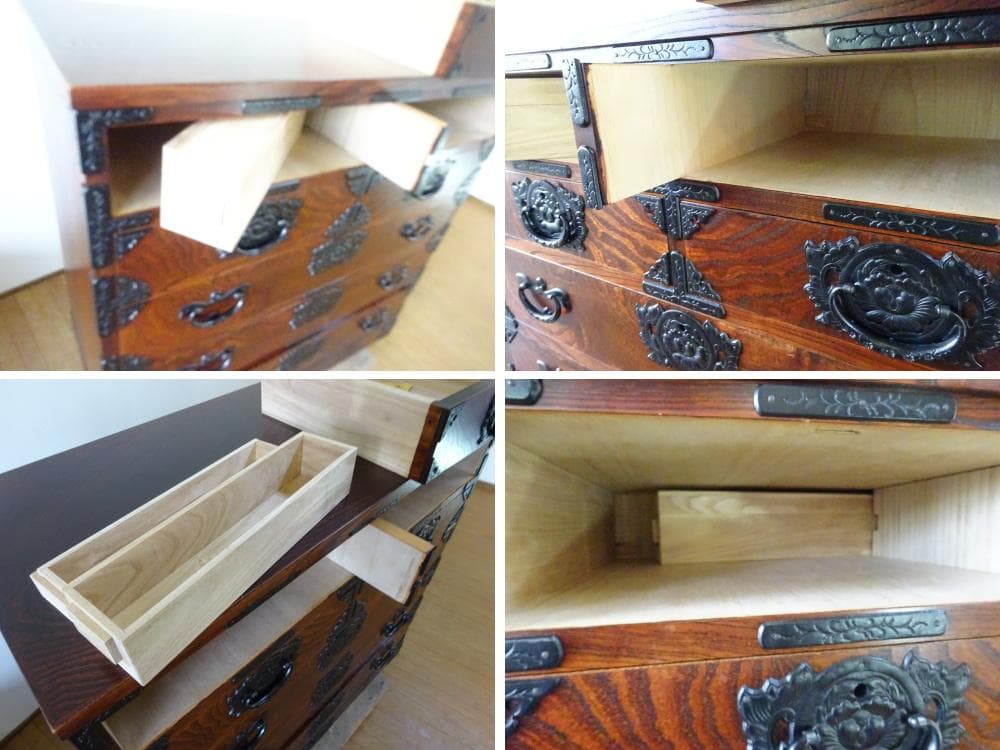 エンゼル　岩屋堂箪笥　TH-S012　整理箪笥　欅材　拭漆塗り　　民芸家具