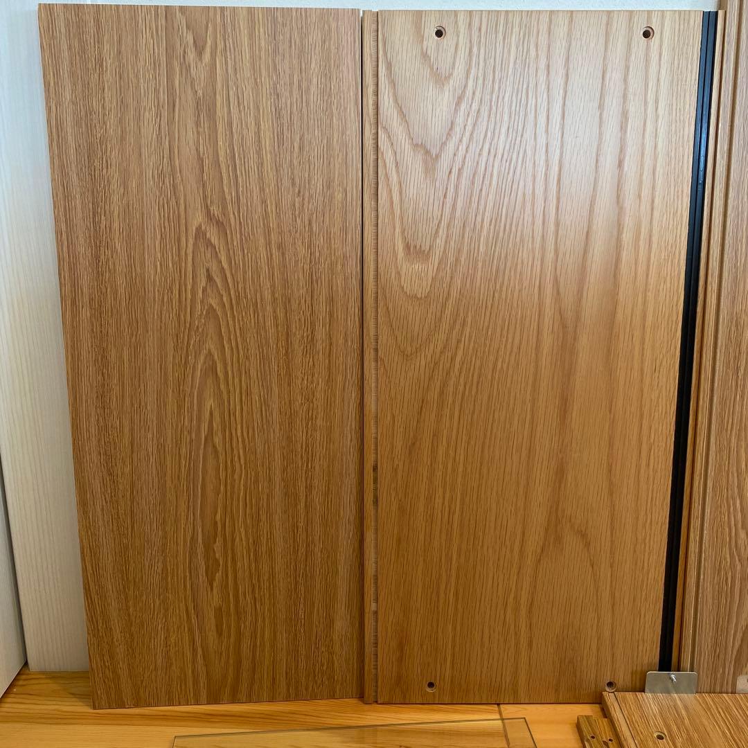 スチールユニットシェルフ用・ボックス・ガラス引き戸・オーク材