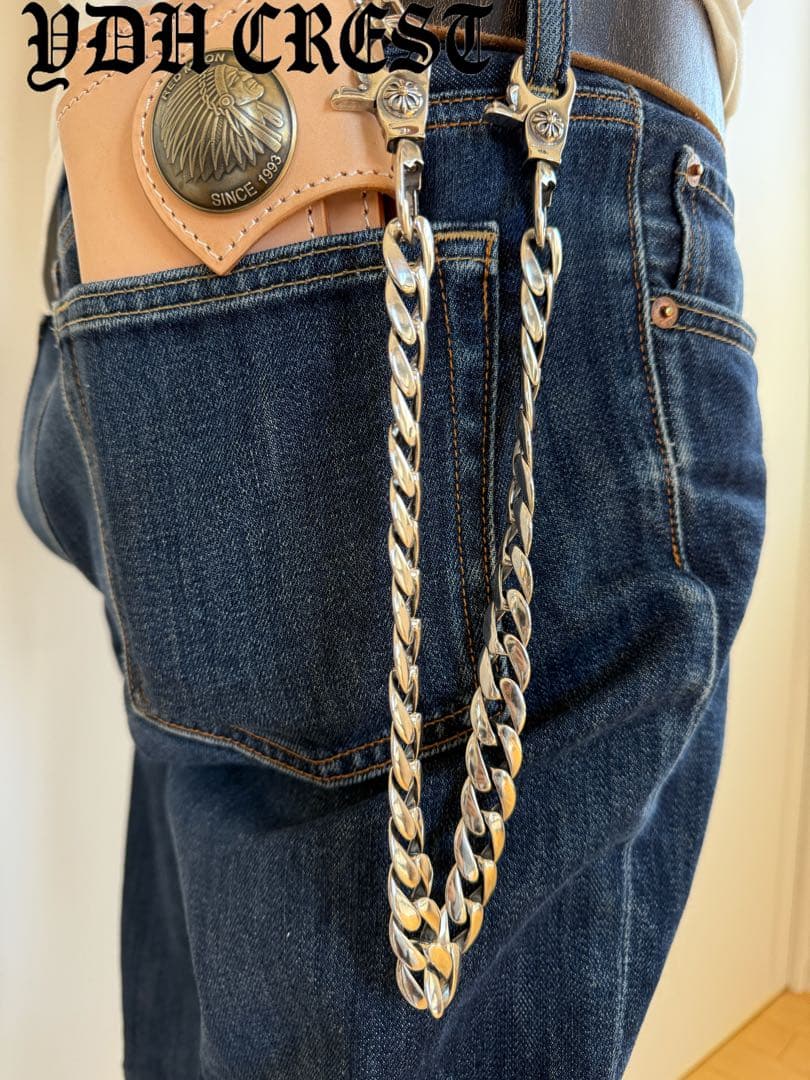 ★ZKKWCN　ウォレットチェーン　重厚クロスチームウォレットチェーン　刻印有り