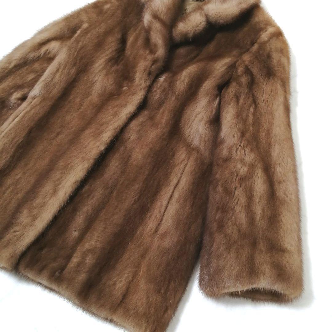 デミバフミンク　毛皮 コート　リアルファー　9　ゆったり　毛並み良好　高級感