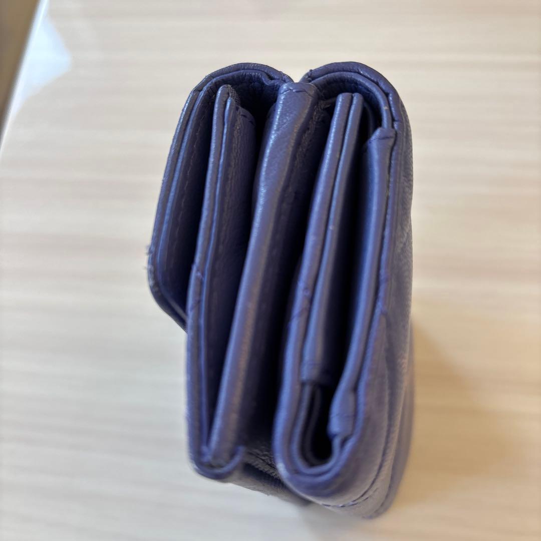 【お値下げ中】CHANEL 紫 キルティング 三つ折り財布