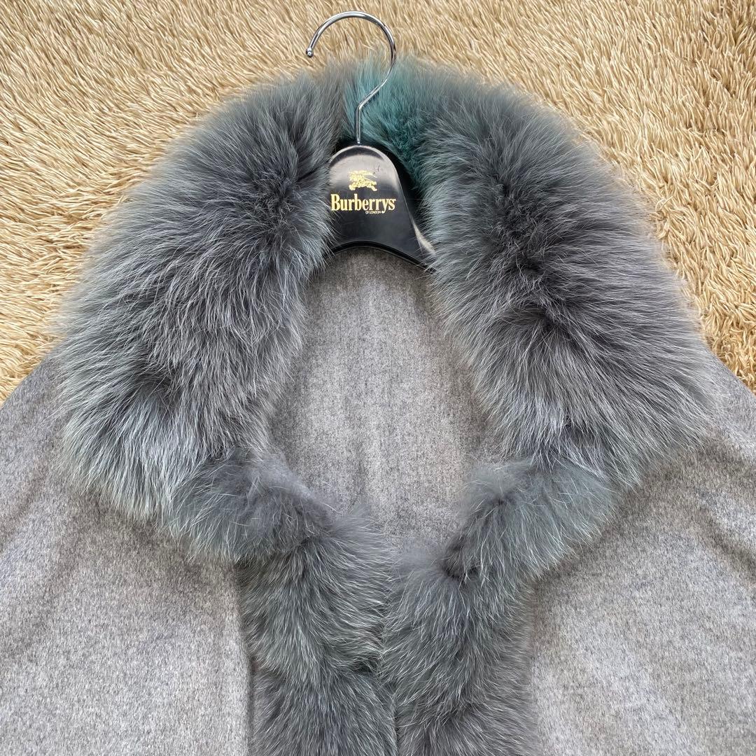 カシミヤ100% ブルーフォックス ポンチョ