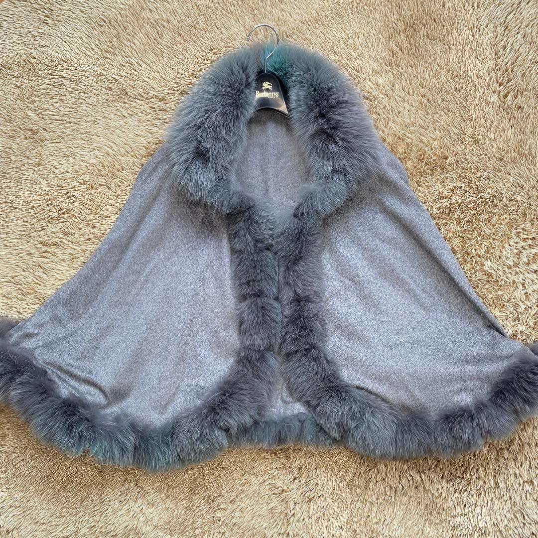 カシミヤ100% ブルーフォックス ポンチョ