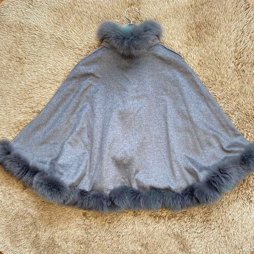 カシミヤ100% ブルーフォックス ポンチョ