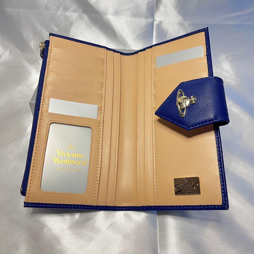 新品 Vivienne Westwood ブルー ゴールドオーブ 長財布