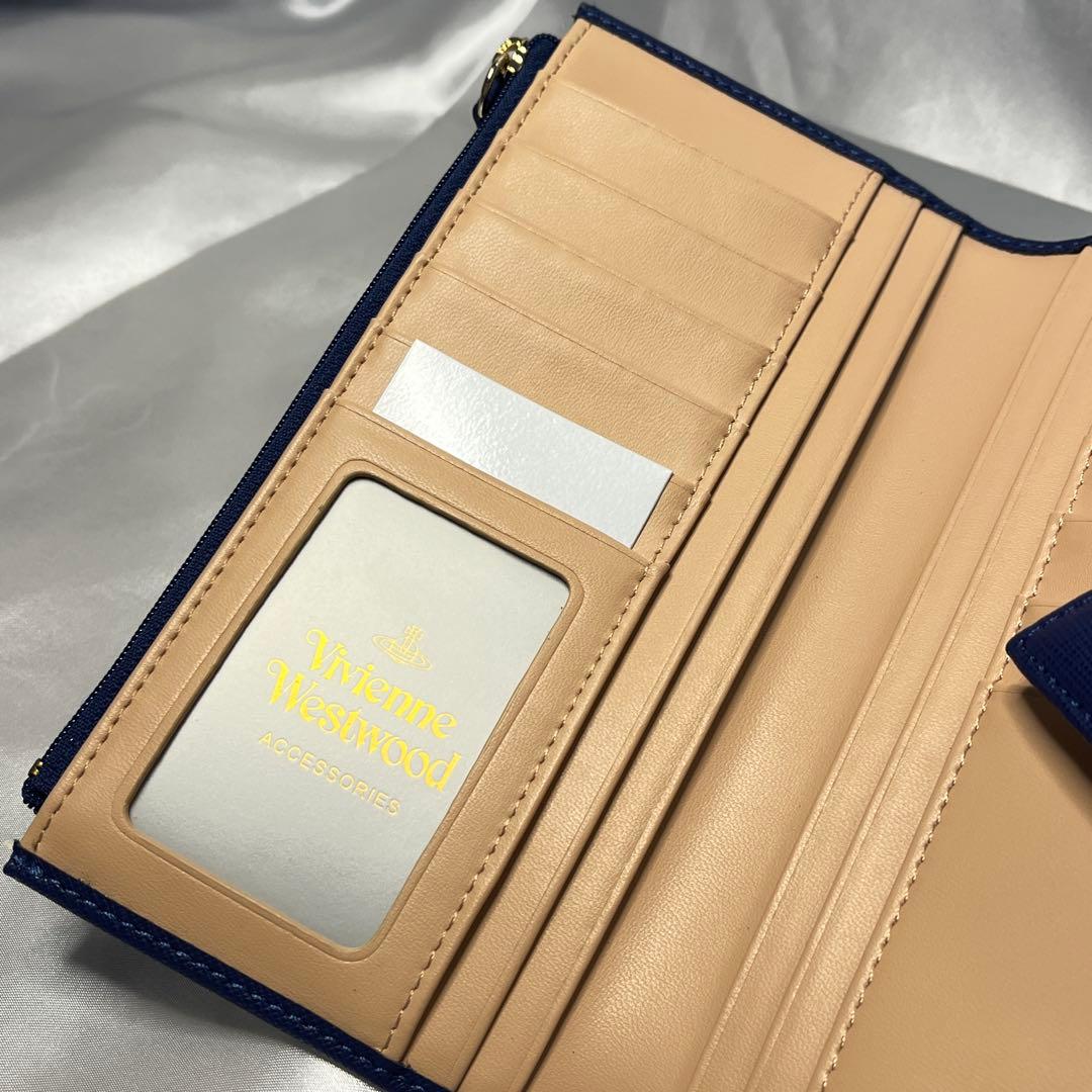 新品 Vivienne Westwood ブルー ゴールドオーブ 長財布
