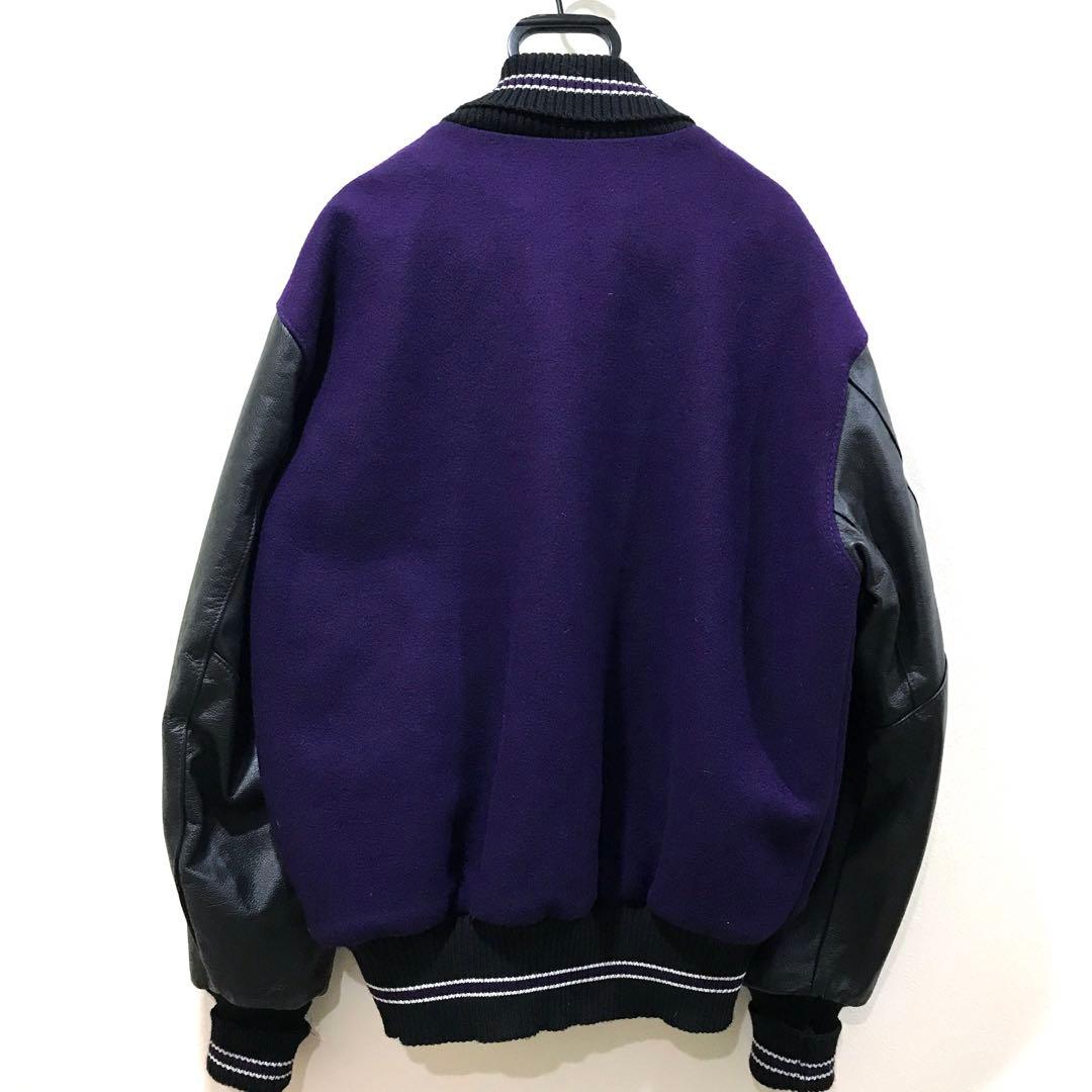 XL 80s 90s DeLONG レザー ウール スタジャン デロング