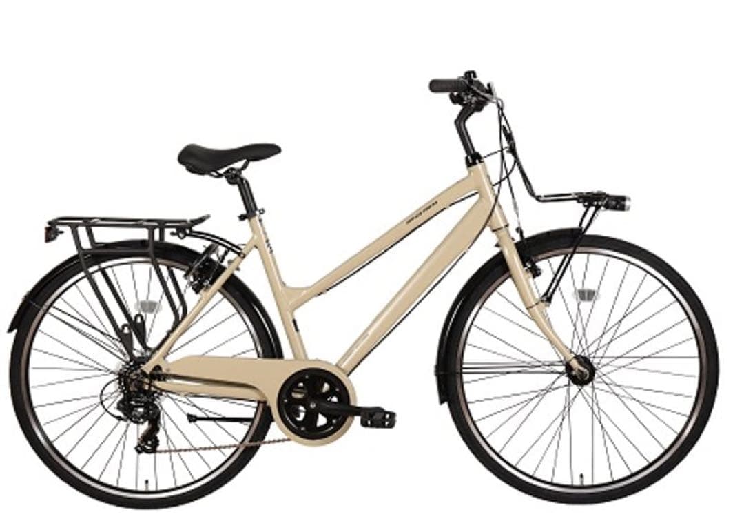 【バキ】美品 あさひ オフィスプレスN 前カゴ付 クロスバイク ベージュ