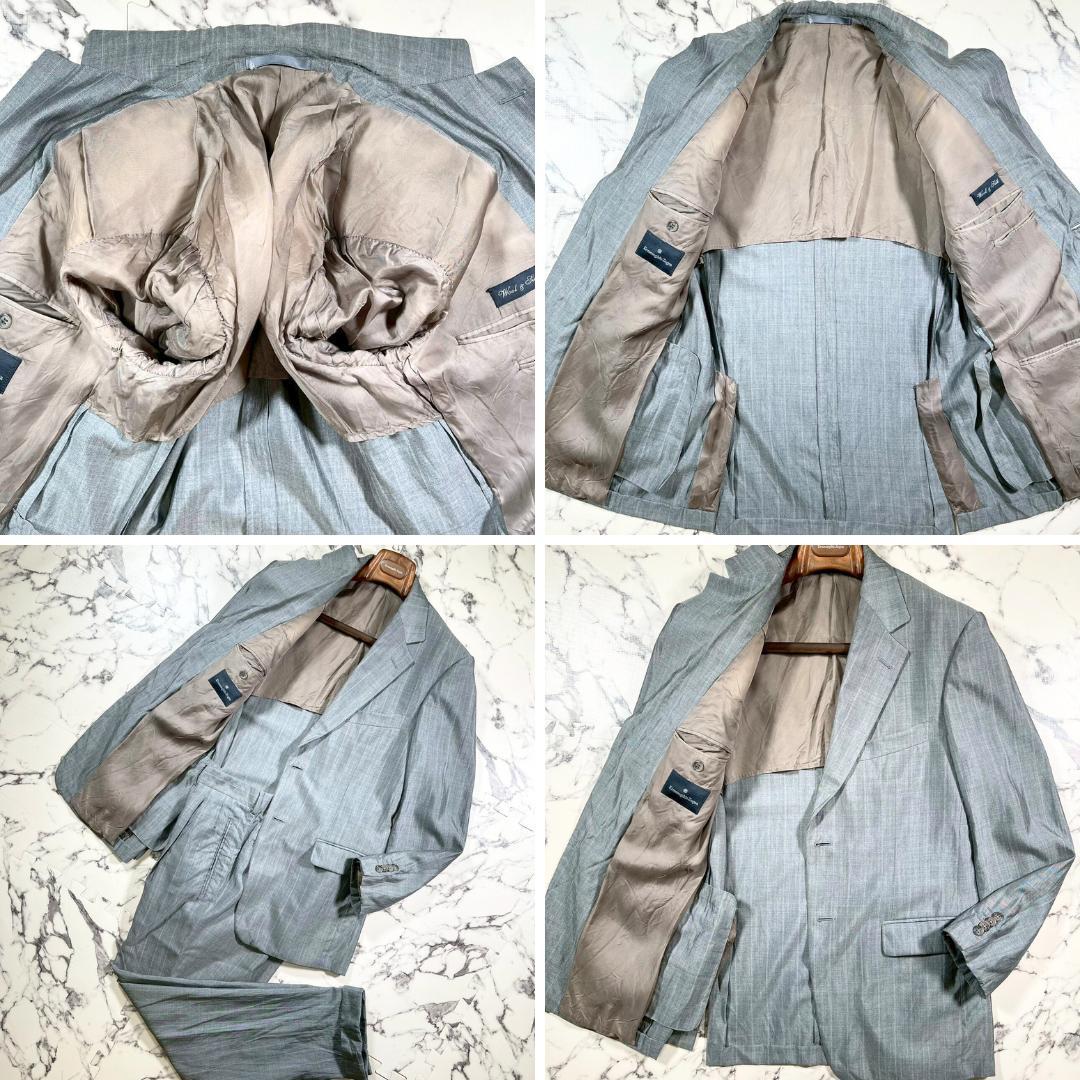 ✨ウール＆シルク✨48(L) エルメネジルドゼニア ストライプ スーツ グレー