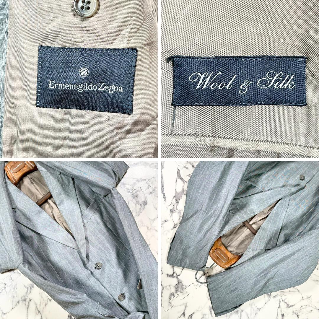 ✨ウール＆シルク✨48(L) エルメネジルドゼニア ストライプ スーツ グレー