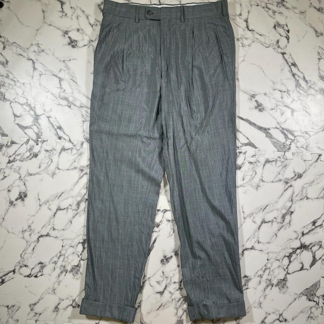 ✨ウール＆シルク✨48(L) エルメネジルドゼニア ストライプ スーツ グレー