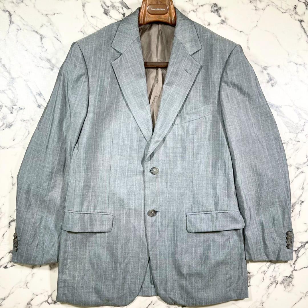 ✨ウール＆シルク✨48(L) エルメネジルドゼニア ストライプ スーツ グレー