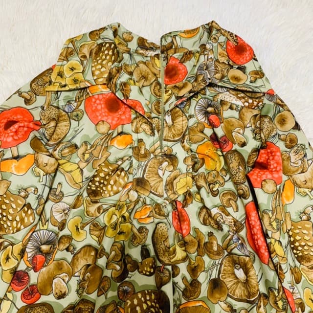 希少1970s1970年代ヴィンテージキノコ柄ワンピース_21