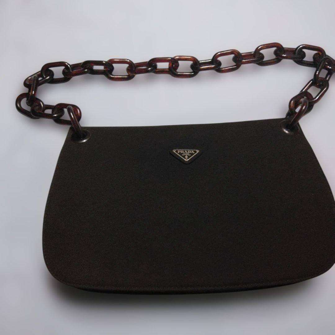 PRADA 焦げ茶色のプラスチック製 ショルダーバッグ