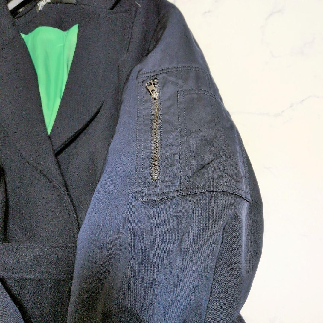 ザラ チェスター マッチングボンバーコート MA1 マキシ丈 М 紺 緑 完売