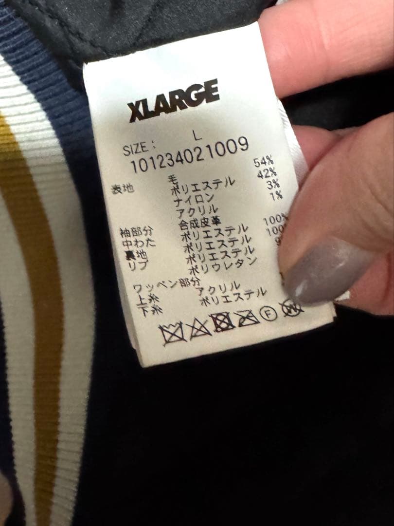 XLARGE ネイビー ホワイト スタジャン L