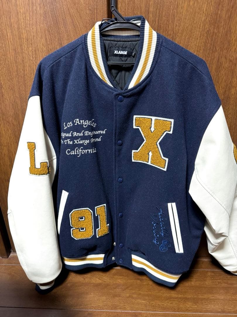 XLARGE ネイビー ホワイト スタジャン L