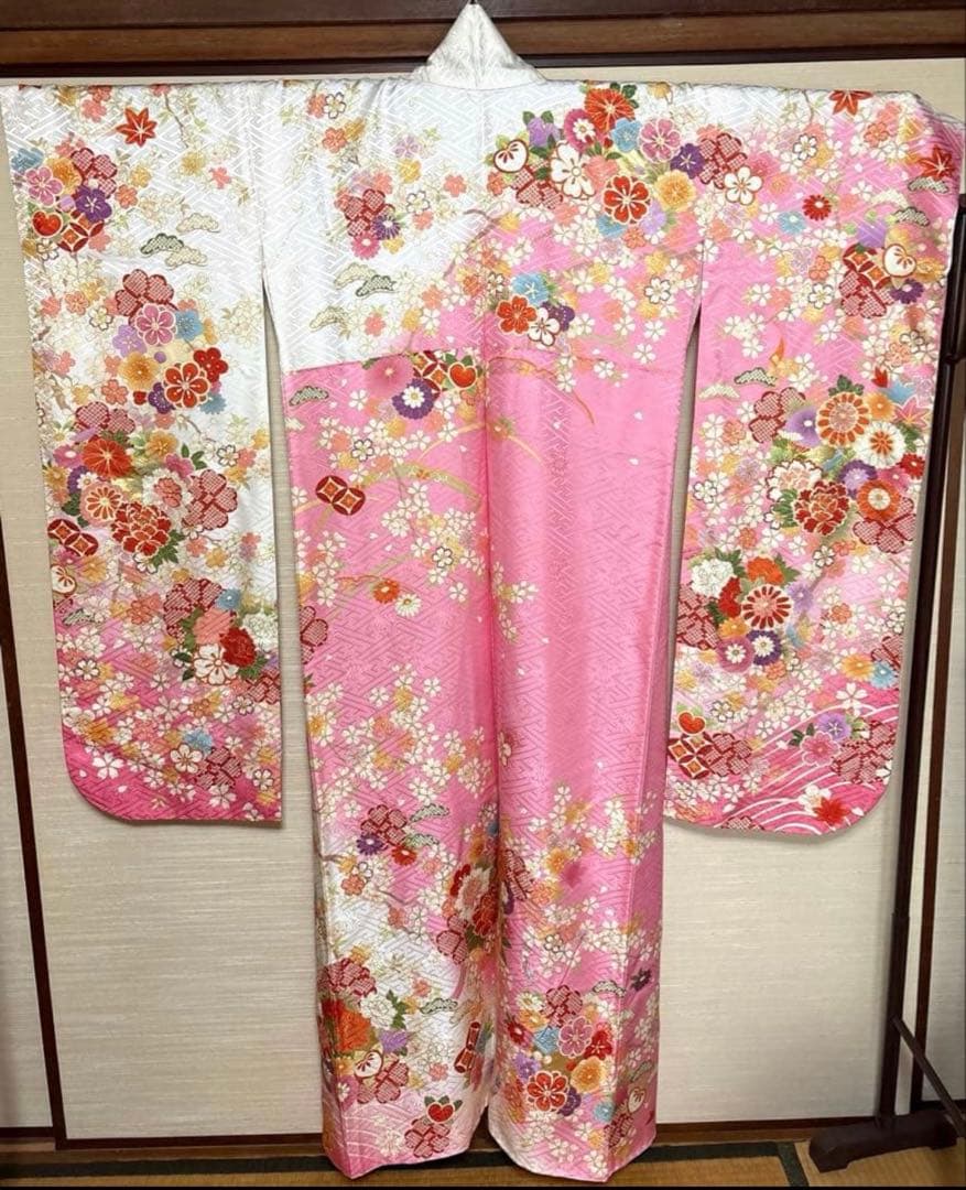 ピンク 和の花々 振袖 身丈157