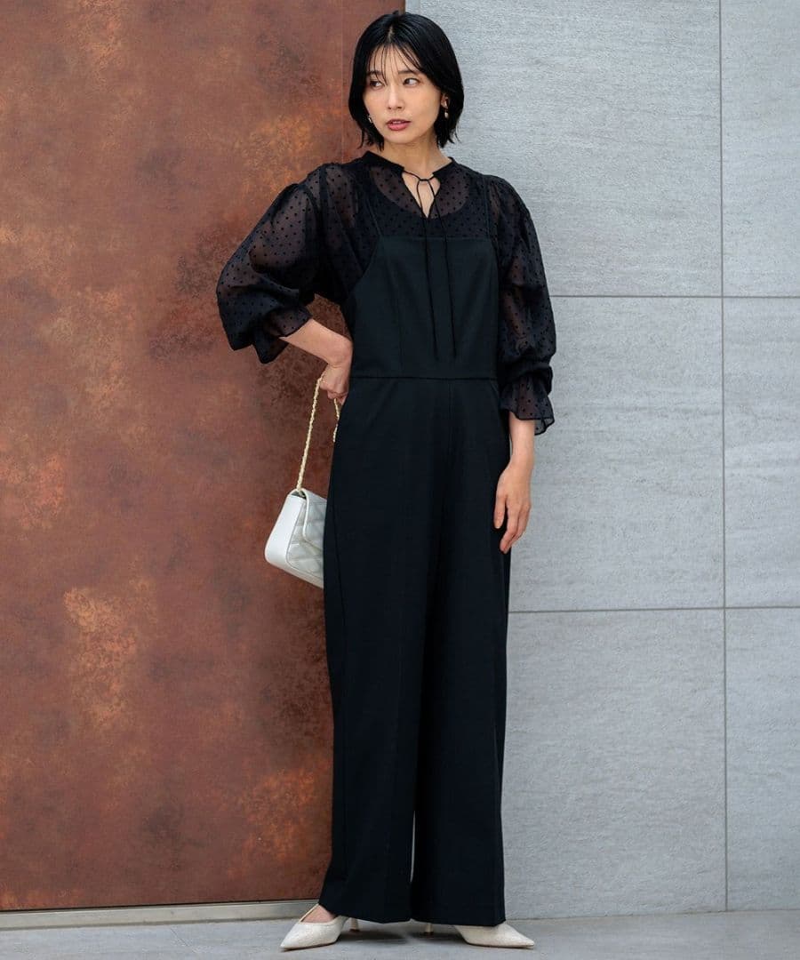 【りょうまま】23区　ドライ2WAYストレッチ サロペット　38　ブラック