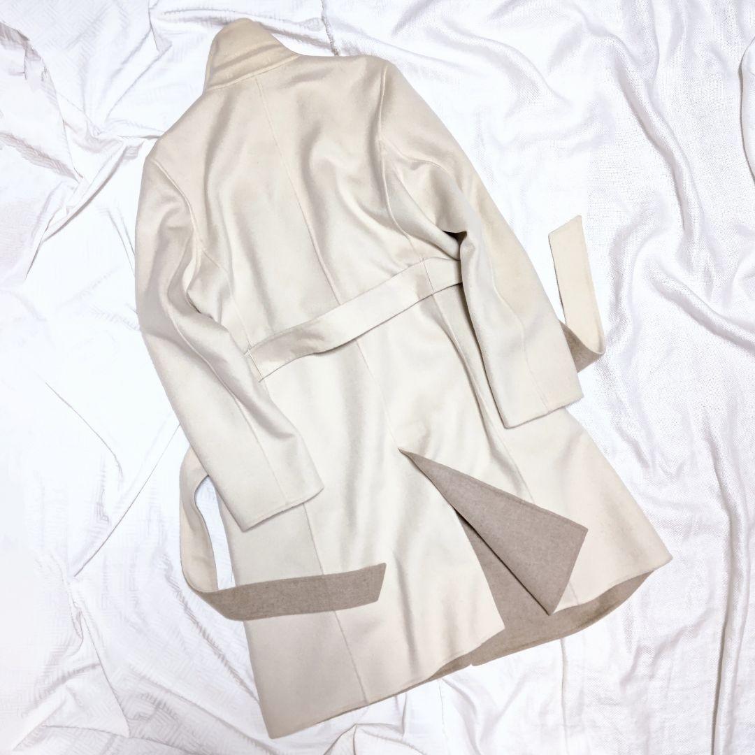 ポールスチュアートPaul Stuartカシミヤ100%リバーコートオフホワイト