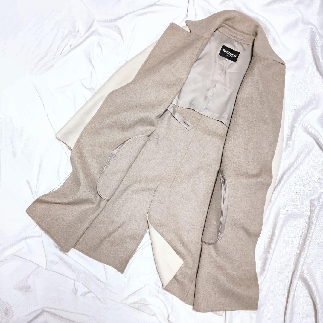 ポールスチュアートPaul Stuartカシミヤ100%リバーコートオフホワイト