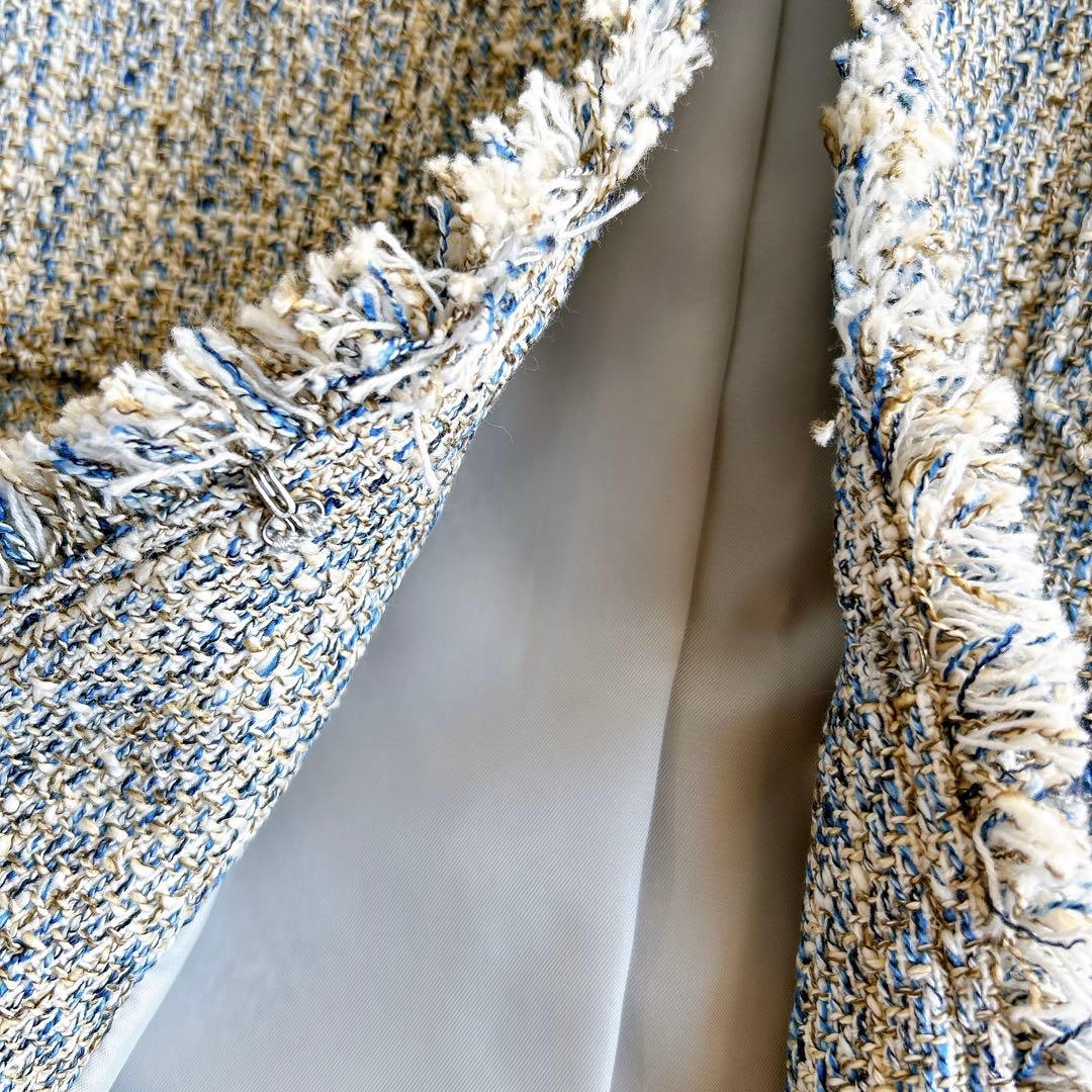 新品★グリーンレーベル　ミックスツイードライクポケットノーカラージャケット36