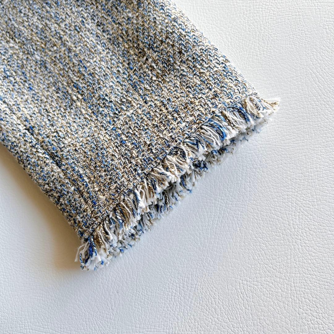 新品★グリーンレーベル　ミックスツイードライクポケットノーカラージャケット36