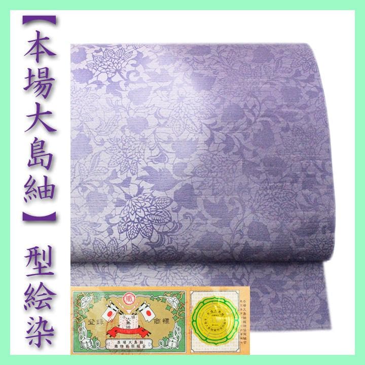 エレガントな【型絵染】　希少な【本場大島紬】の袋帯　お使い勝手抜群の【全通柄】