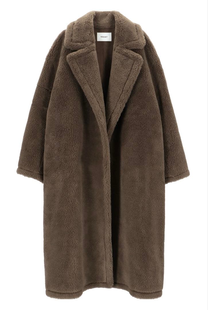 【美品】HAUNTロングボアコート ダークベージュ38 (M) エコバッグ付き
