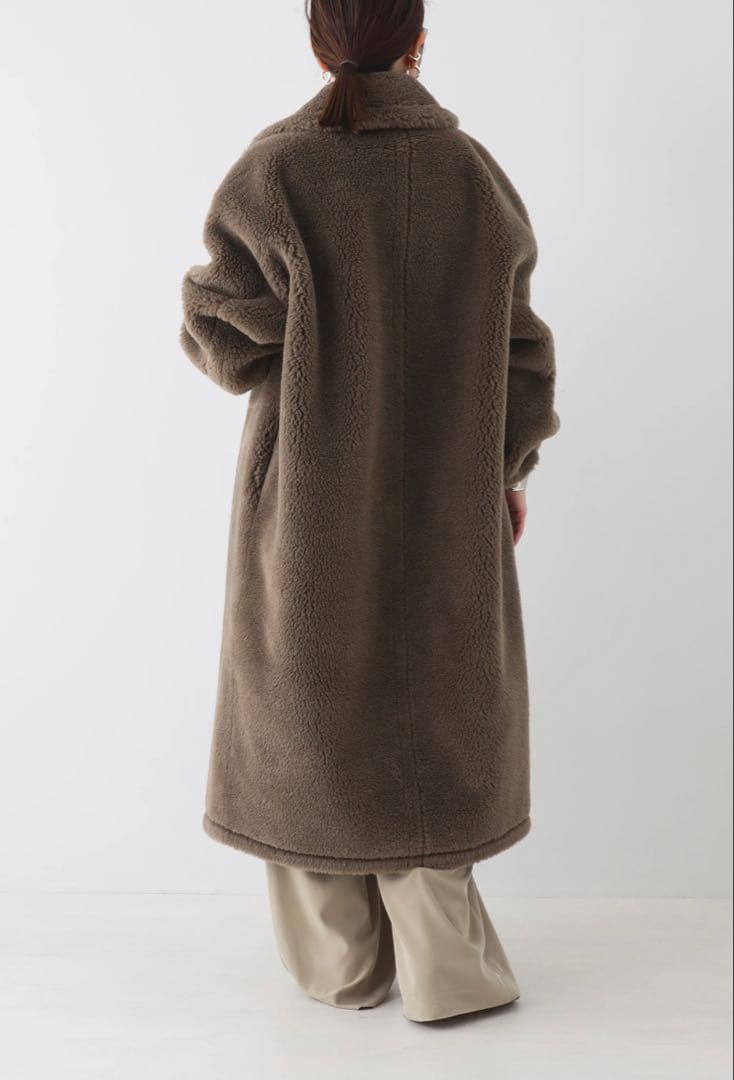 【美品】HAUNTロングボアコート ダークベージュ38 (M) エコバッグ付き