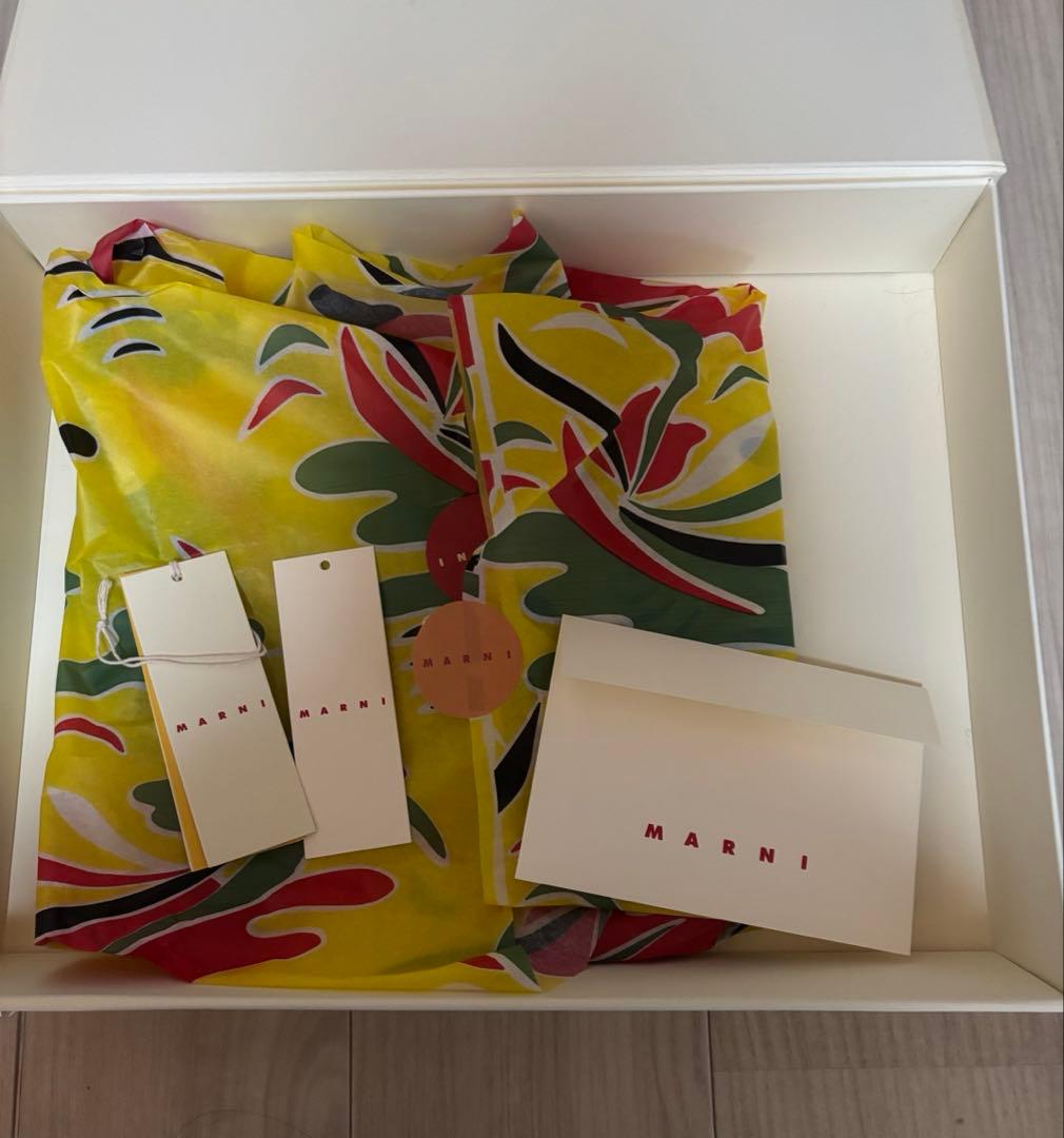 MARNI ブルー ウール＆モヘアマフラー ストライプパターン