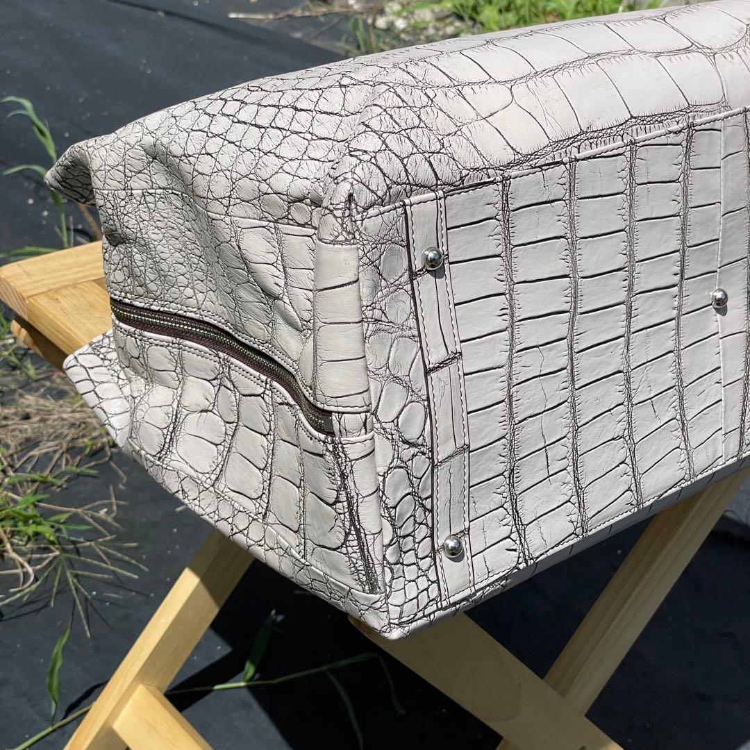 キャン様　希少！JRA認定　目地染めアリゲーター　特大トラベルボストンバッグ
