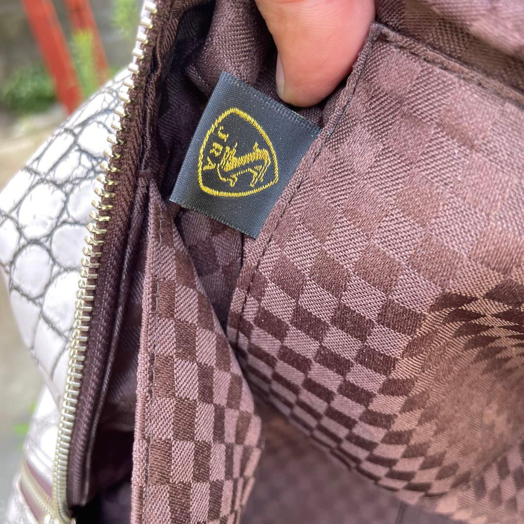 キャン様　希少！JRA認定　目地染めアリゲーター　特大トラベルボストンバッグ