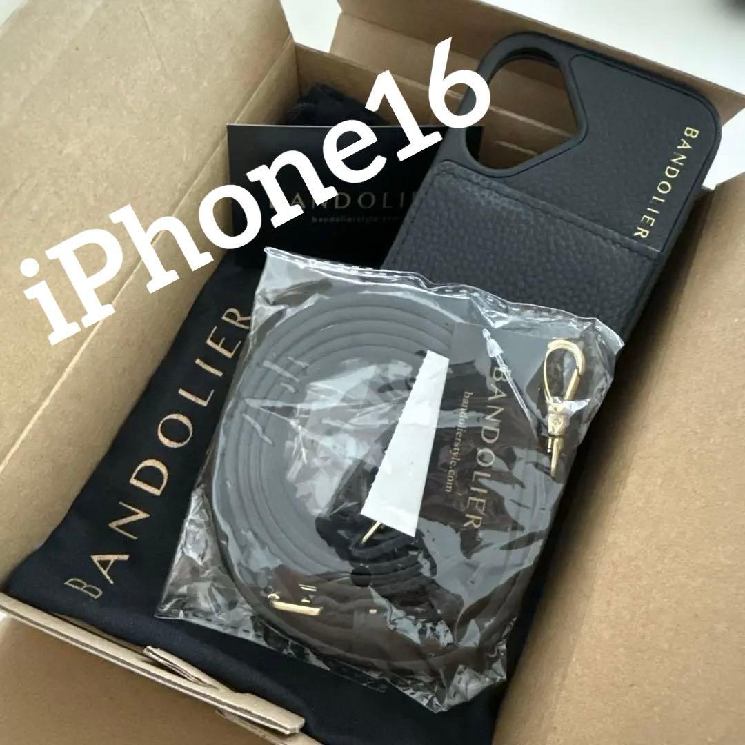 BANDOLIER iPhone 16用　ブラック　ストラップ付
