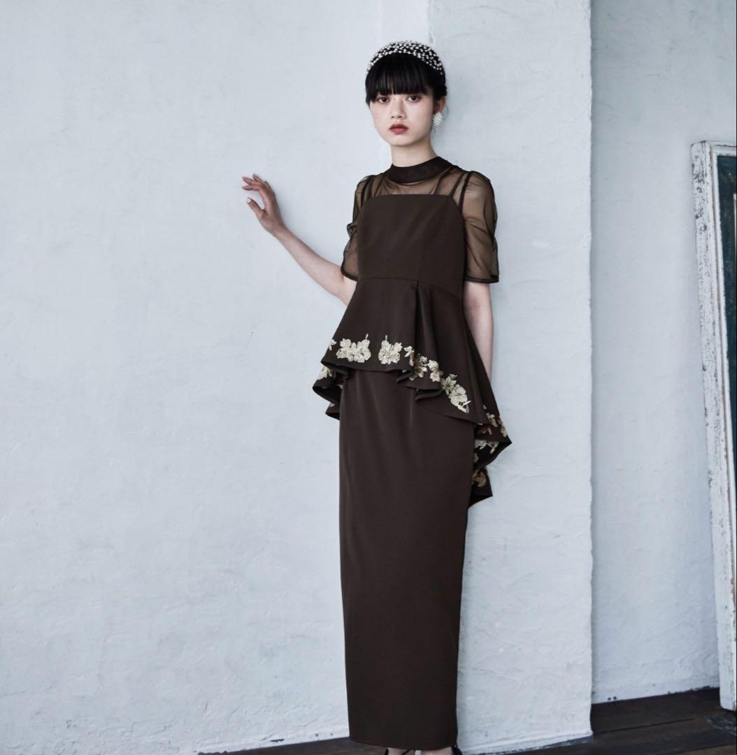 etoll.刺繍ペプラムビスチェ＆Iラインドレスセットアップ 25AW
