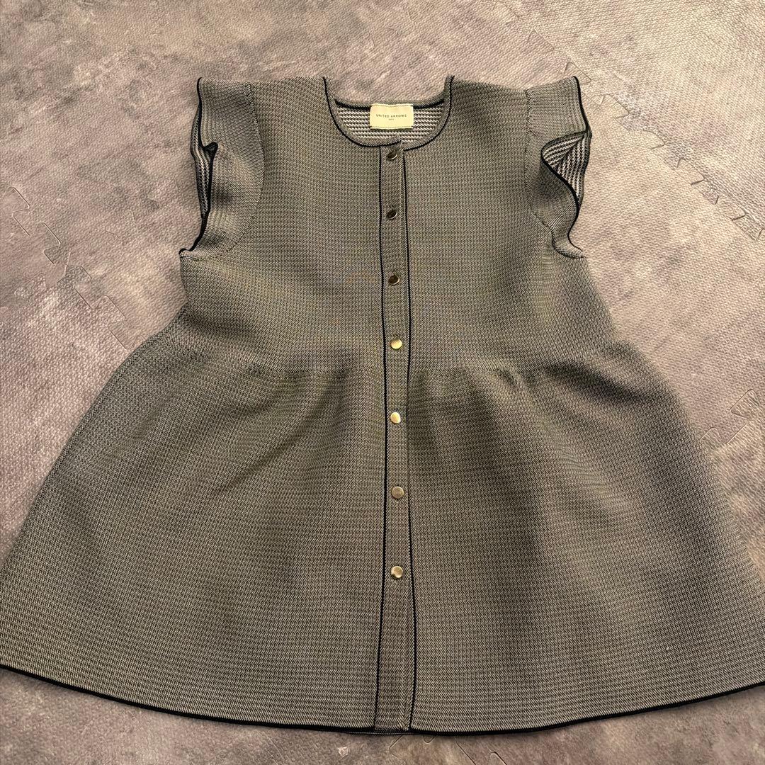 UNITED ARROWS ペプラム フリルスリーブ ジャカード ニットベスト