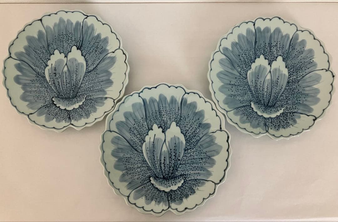 藤太郎窯★染付花弁③セット★大皿盛皿★小皿★取皿★豆皿