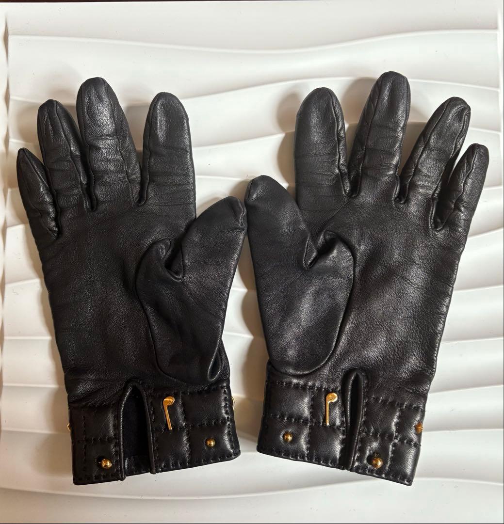 HERMES エルメス グローブ 手袋 ラムスキン レザー　革　メドール　黒