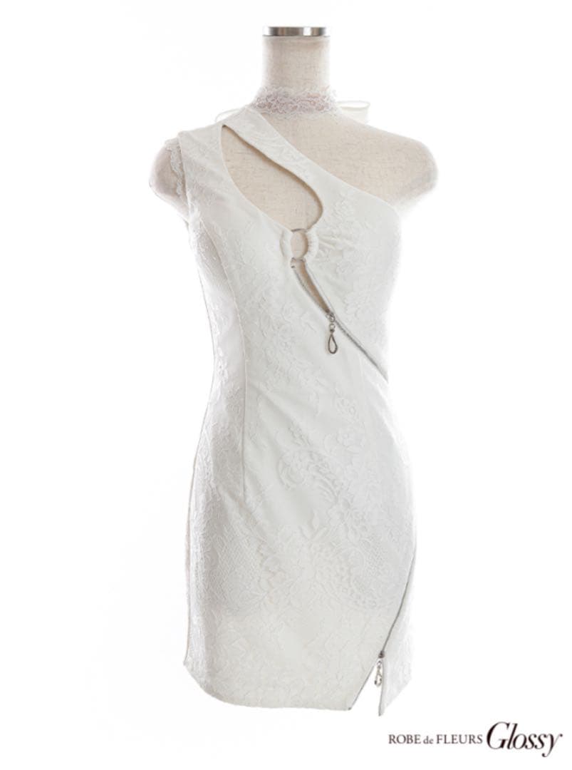 Robe de Fleurs Glossy ワンショルダードレス