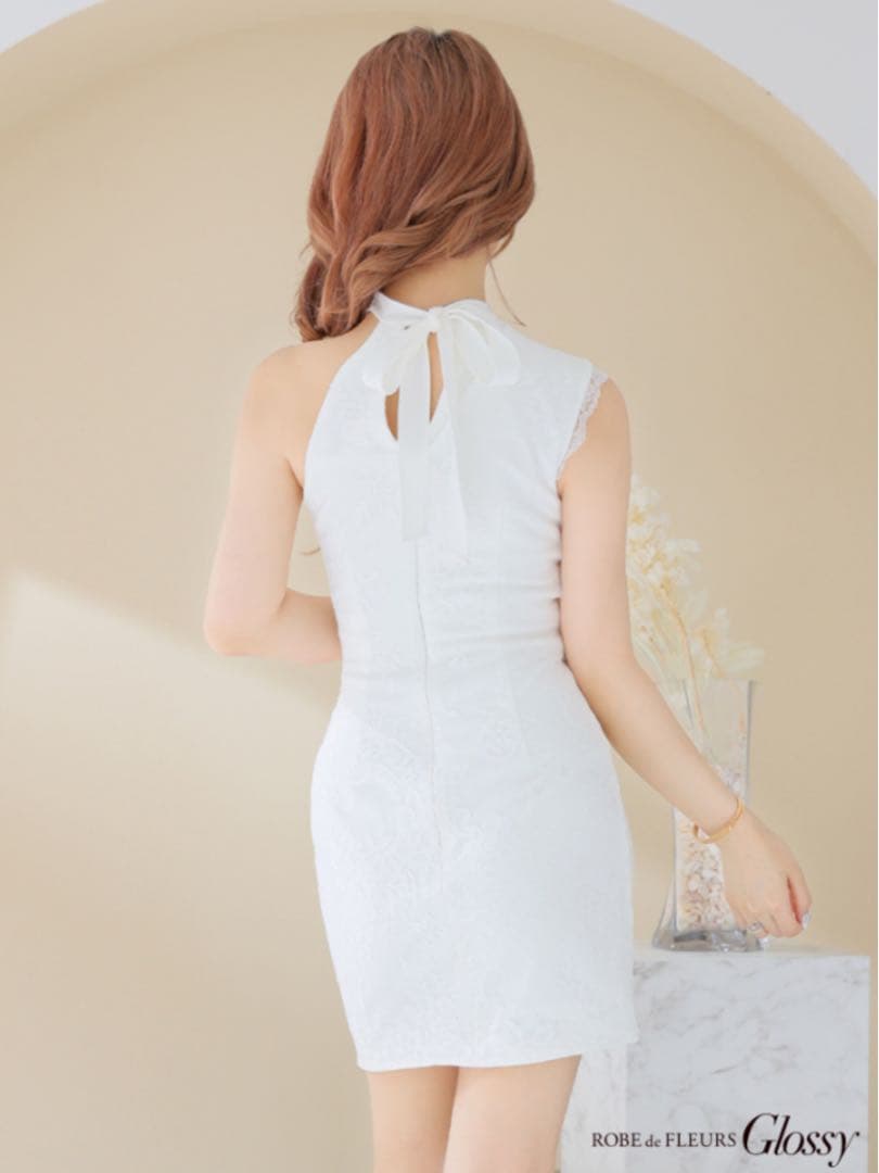 Robe de Fleurs Glossy ワンショルダードレス