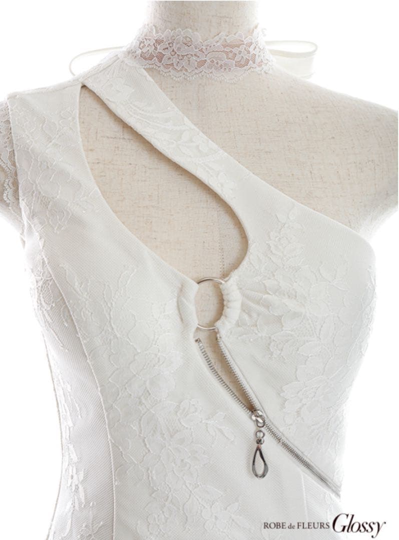 Robe de Fleurs Glossy ワンショルダードレス