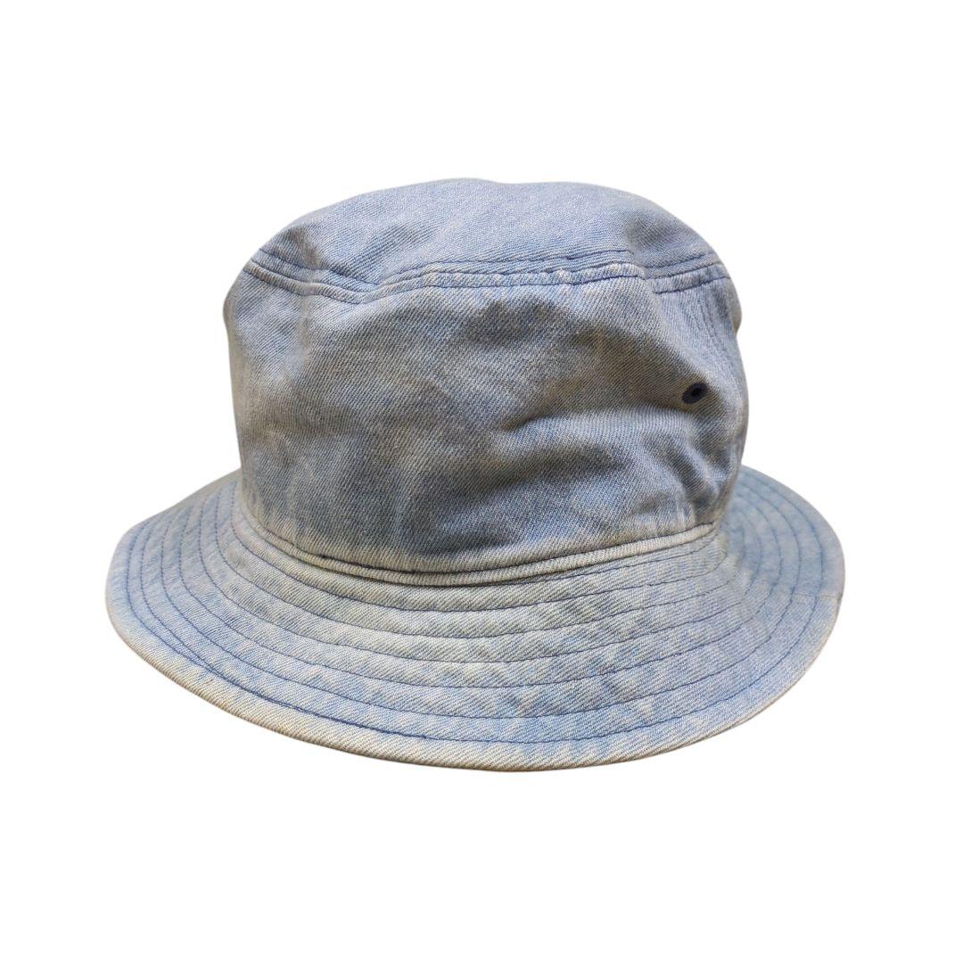 DENIM BUCKET HAT ロゴ 刺繍 帽子 インディゴ M