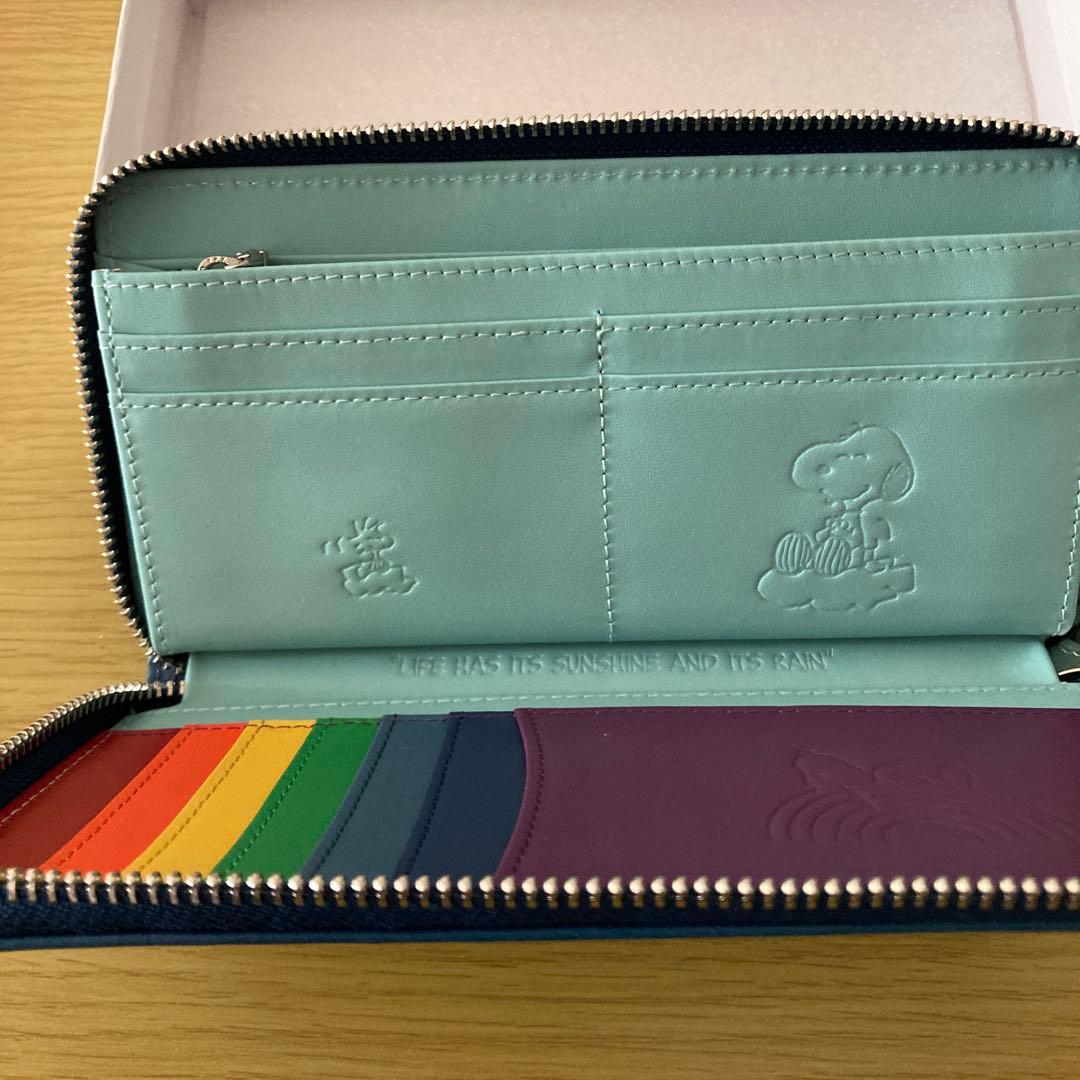 スヌーピーヌメ革長財布(ネイビー)