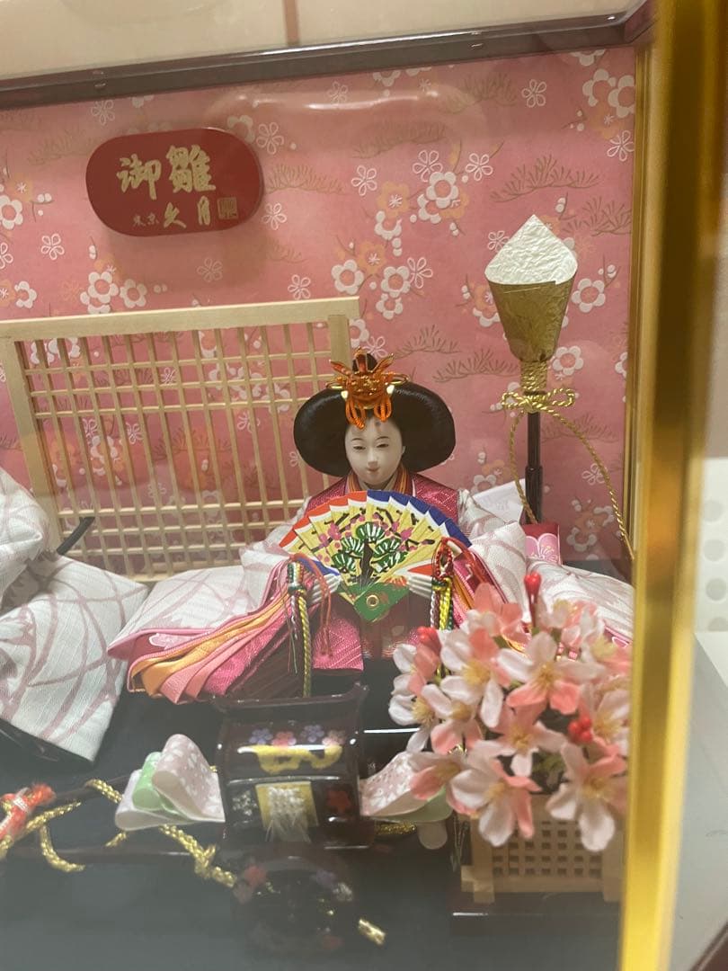 久月　親王飾り　ガラスケース入り