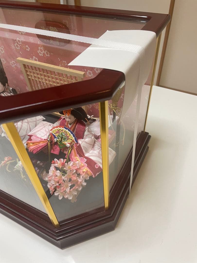 久月　親王飾り　ガラスケース入り