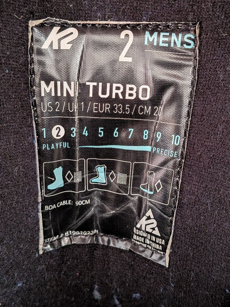 キッズスノーボード3点セット K2 110 cmブーツ20.0 cm