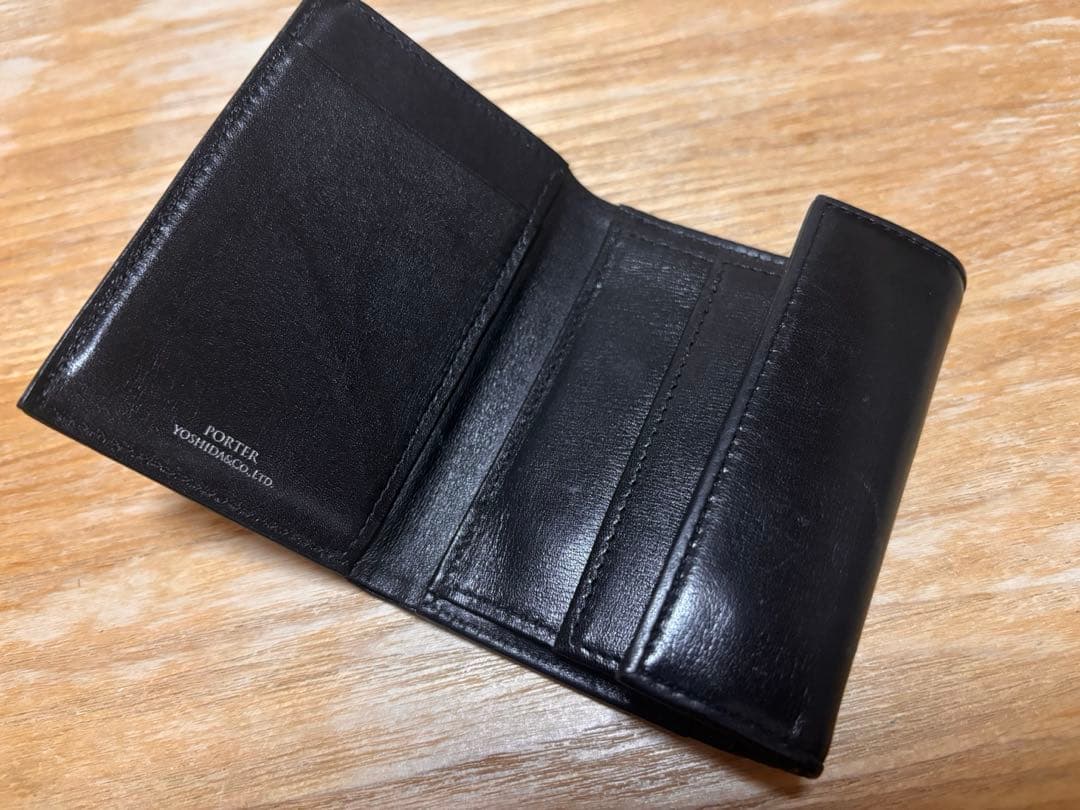 【〜12/16限定価格】 【美品】PORTER 三つ折り財布 レザー　黒