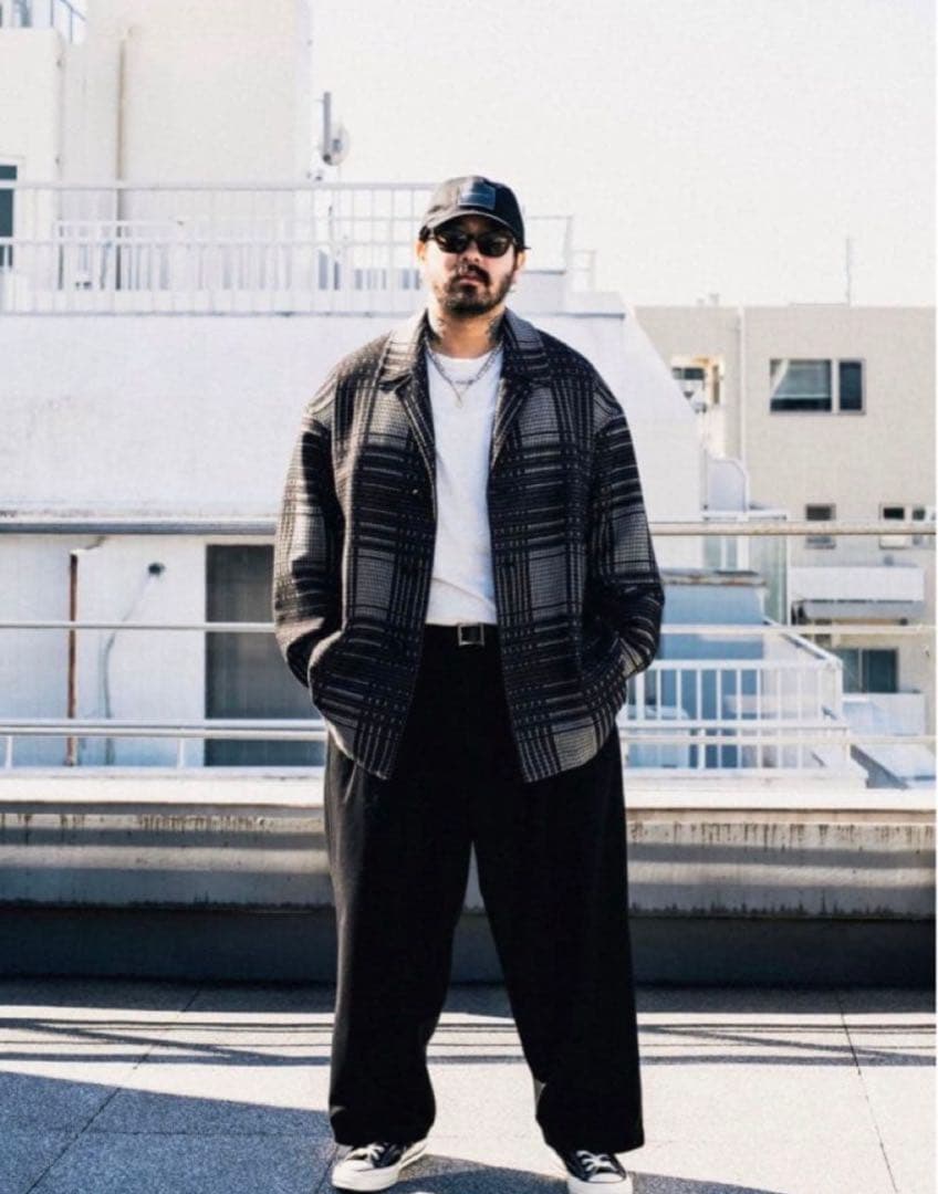 ジャケット・アウター Jacquard Check Wool Short Chester Coat