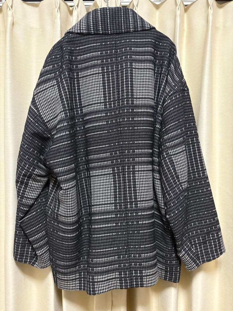 ジャケット・アウター Jacquard Check Wool Short Chester Coat