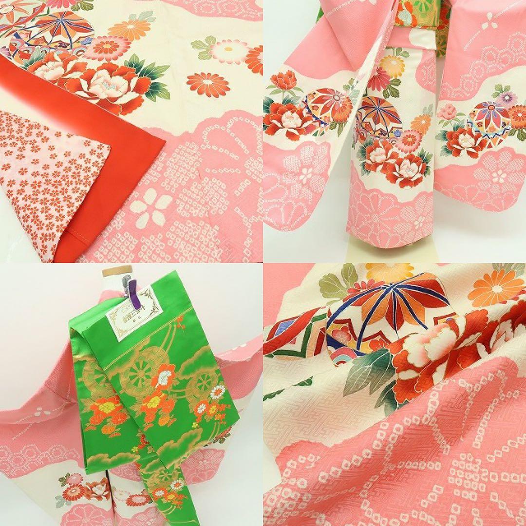 美品 正絹 七五三 ７歳 四つ身着物 B9